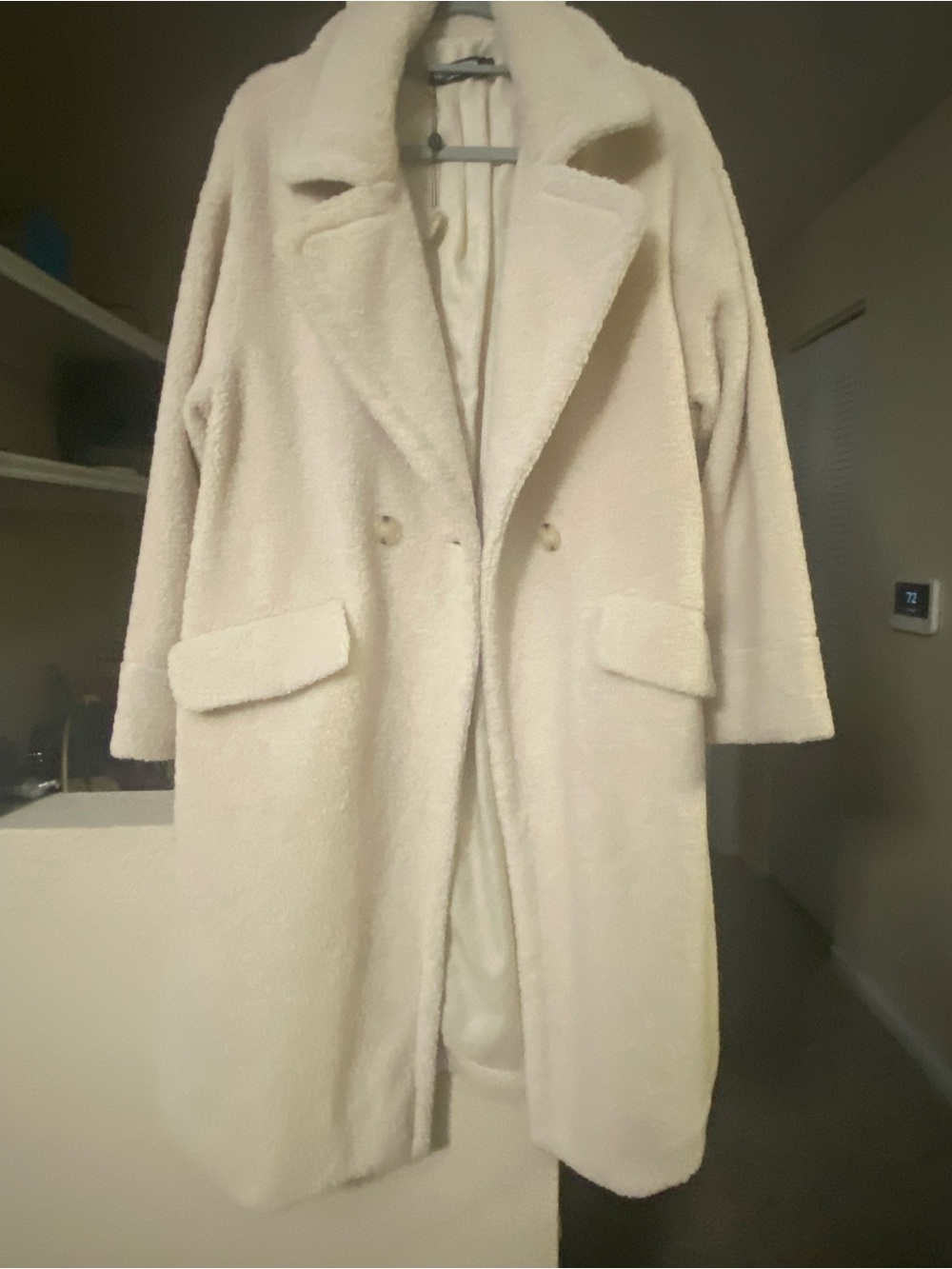 Fashion Union Cream Teddy Coat with Notched Collar